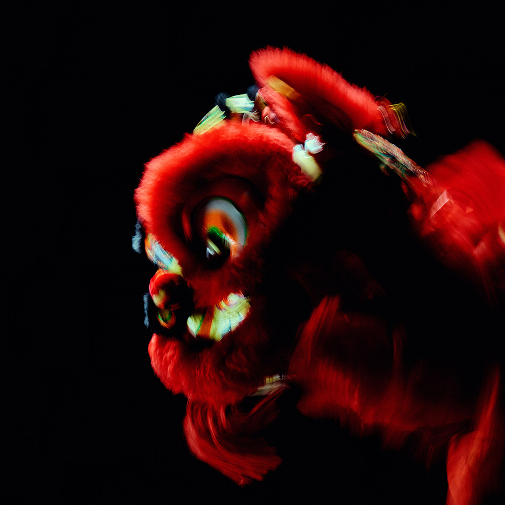 A close up image of a lion Chinese New Year model