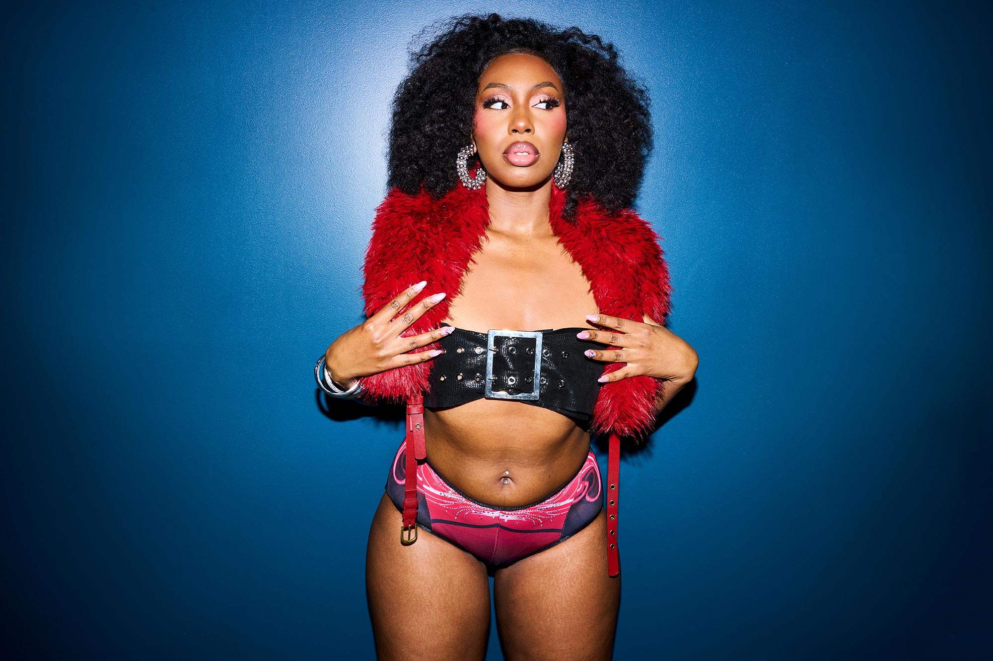 Ms Banks posing in front of the camera