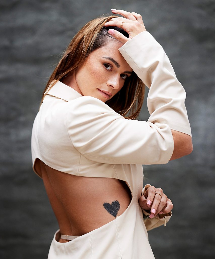 Skye looking back at the camera whilst facing a different direction